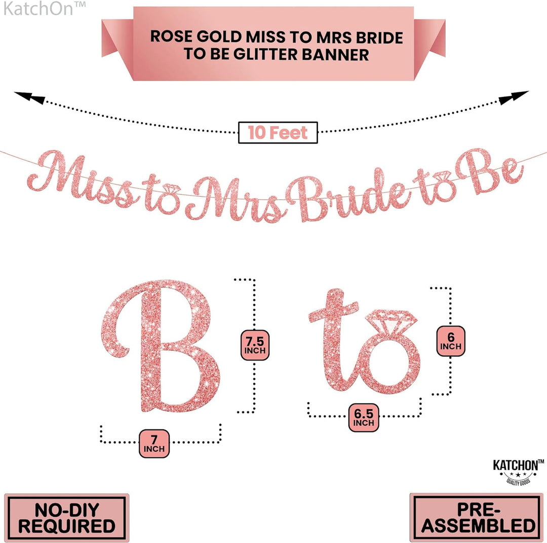 KatchOn, Miss to Mrs Bride to Be Banner - 10 Feet, Pre-Strung No DIY | Rose Gold Glitter Miss to Mrs Banner | Rose Gold Bridal Shower Decorations | Bridal Shower Banner, Bachelorette Party Decorations