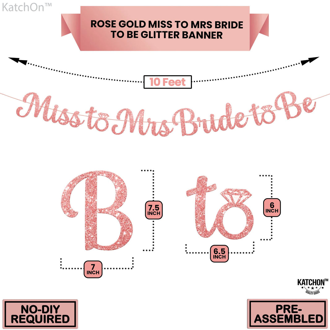 KatchOn, Rose Gold Miss to Mrs Bride to Be Banner - Glitter, 10 Feet, No DIY | Miss to Mrs Banner for Bridal Shower Decorations | Bridal Shower Banner | Bride to Be Sign, Bachelorette Party Décor