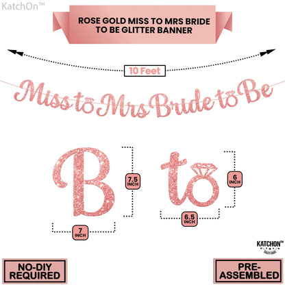 KatchOn, Rose Gold Miss to Mrs Bride to Be Banner - Glitter, 10 Feet, No DIY | Miss to Mrs Banner for Bridal Shower Decorations | Bridal Shower Banner | Bride to Be Sign, Bachelorette Party Décor