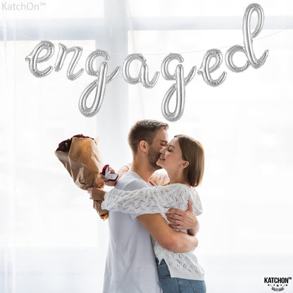 KatchOn, Silver Engaged Balloons Letters - 16 Inch | Engagement Balloons, Engagement Party Decorations | Bachelorette Party Decorations| Engaged Decorations