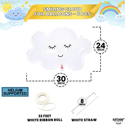 KatchOn, 30 Inch Smiling Cloud Balloons Set, 6 Count, for Birthday, Baby Shower