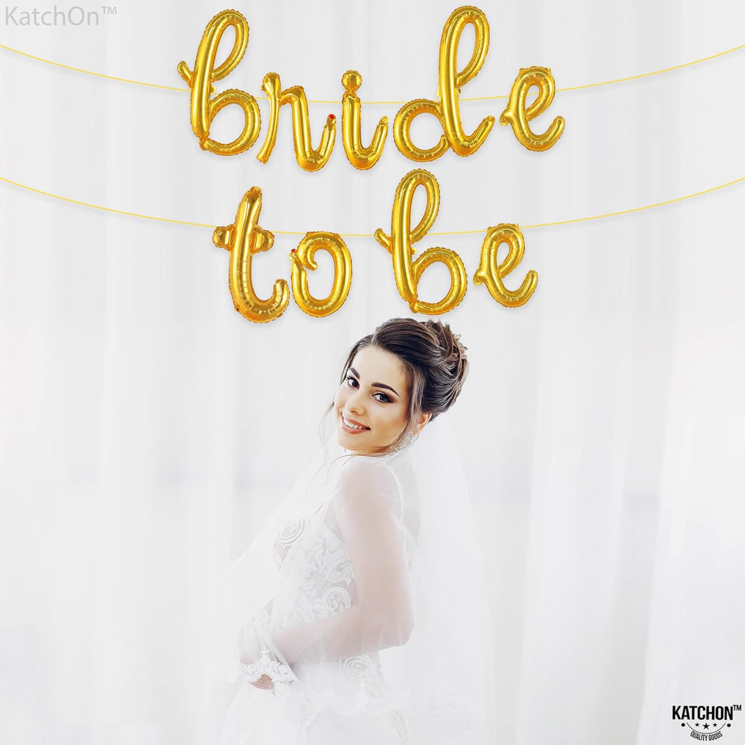 KatchOn, Gold Bride To Be Balloon - 16 Inch | Script Bride To Be Balloons for Bachelorette Party Decorations | Bride To Be Foil Balloons for Bridal Shower Decorations | Foil Bride To Be Decorations