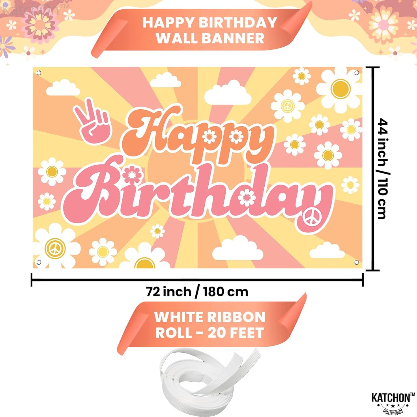 KatchOn, Groovy Birthday Banner - XtraLarge, 72x44 Inch | Groovy Backdrop for Groovy Party Decorations, Groovy Birthday Decorations | Groovy Birthday Party Decorations, Groovy Happy Birthday Banner