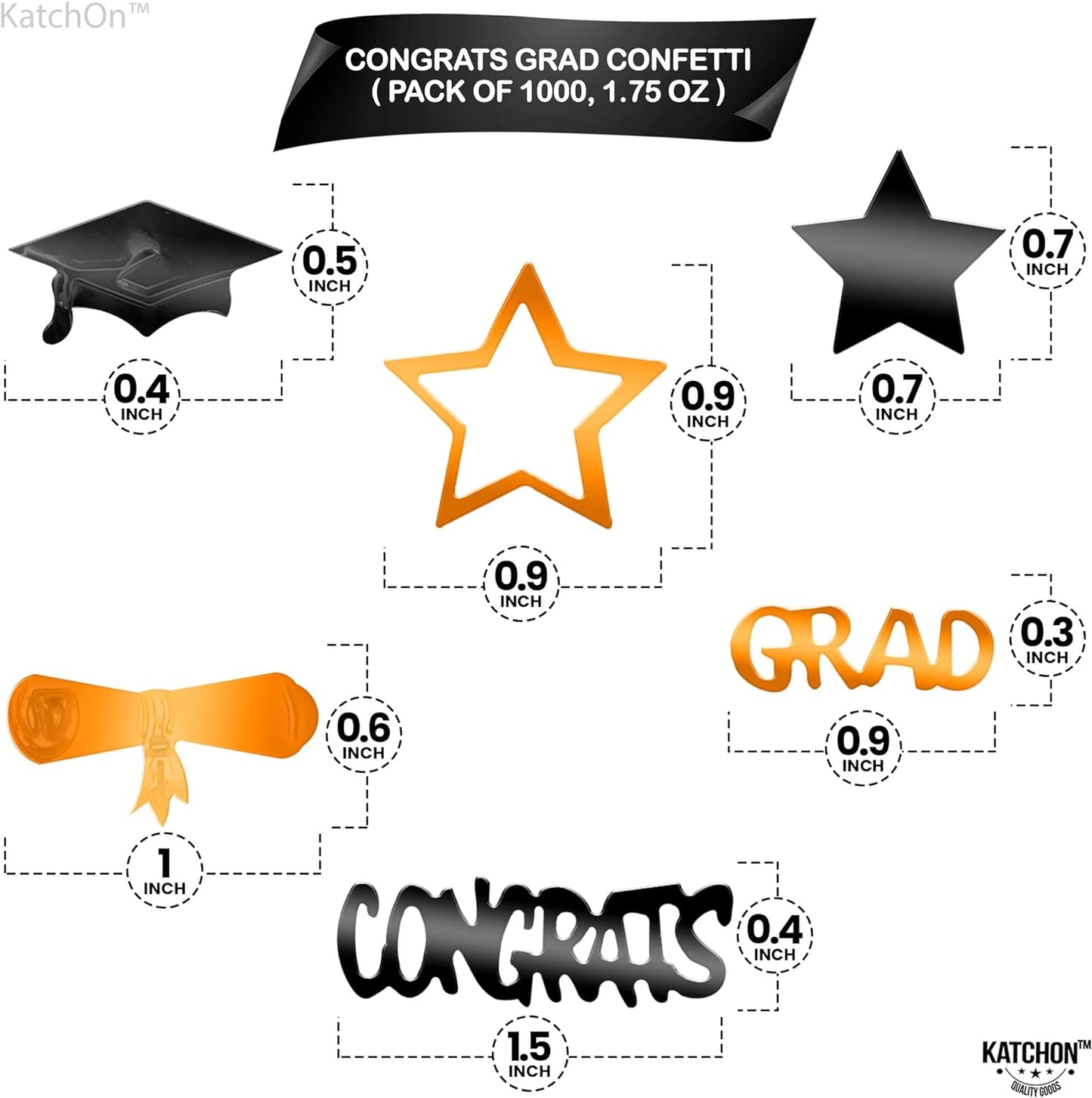 KatchOn, Orange and Black Graduation Confetti 2024 - Pack of 1000 | Graduation Decorations Class of 2024 | Graduation Centerpieces for Tables 2024 | 2024 Orange and Black Graduation Decorations