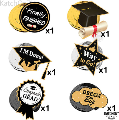 KatchOn, Black and Gold Graduation Party Decorations 2026 - Pack of 19 | Graduation Hanging Swirls for Grad Party | Congrats Grad Banner | Grad Banner for 2026 Graduation Decorations