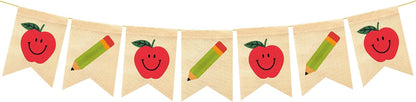 KatchOn Burlap Apple Pencil Banner Pre Strung - 10 Feet, Classroom Decor