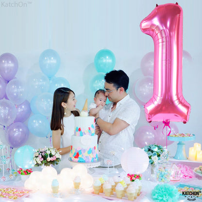 KatchOn, Hot Pink 1 Balloon Number for First Birthday - 40 Inch | Number One Balloons for 1st Birthday | 1 Balloons for 1st Decorations | Hot Pink One Balloon For Happy Anniversary Decorations