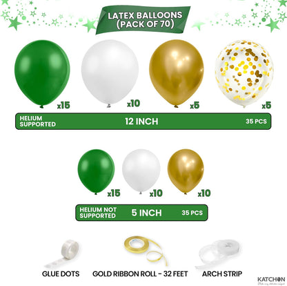 Graduation Decorations 2026 | Green and Gold - Pack of 76 | Congrats Grad Banner | Green Graduation Banner and Grad Balloon Boxes | Graduation Balloon Arch Kit 2026 Graduation Decorations, KatchOn