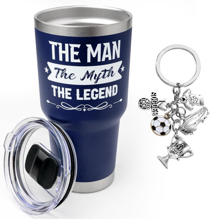 KatchOn, Tumbler & Soccer Keychain, Thank You Gifts | Coffee Tumbler for Men | Valentines Gifts for Him, Men, Dad, Boyfriend | Valentine Gifts for Men, Friend, Dad, Brother | Birthday Gift for Friend