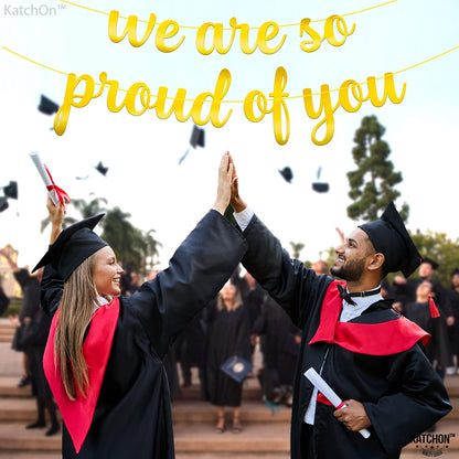 Gradauation Decorations 2026, We are So Proud of You Banner - 10 Feet, No DIY | Gold Grad Banner for 2026 Graduation Decorations | College Graduation Decorations - Katchon
