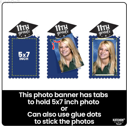 Graduation Decorations 2026 | Felt K-12 Graduation Photo Banner 5x7 - Large, 10 Feet | Kindergarten to 12th Grade for Junior/Middle, High/Senior | Yellow and Blue Grad Party Decorations 2026 | KatchOn
