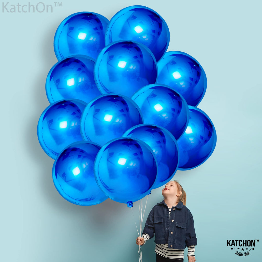 KatchOn, Large Royal Blue Balloons - 22 Inch, Pack of 12 | Royal Blue Mylar Balloons, Royal Blue Foil Balloons for Shark Birthday Decorations | Royal Blue Metallic Balloons for Blue Party Decorations