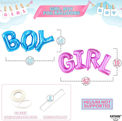 KatchOn, Boy or Girl Balloon Letters - 42 Inch | Gender Reveal Balloons for Gender Reveal Decorations | Boy or Girl Gender Reveal Party Supplies | Boy Girl Balloons for Baby Reveal Party Decorations