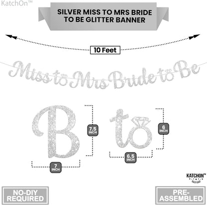 KatchOn, Silver Miss to Mrs Bride to Be Banner - Glitter, 10 Feet, No DIY | Miss to Mrs Banner for Bridal Shower Decorations | Bride To Be Sign, Bachelorette Party Decorations, Bride To Be Decorations
