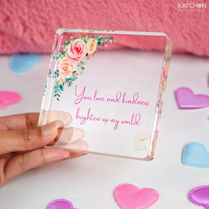 KatchOn, Floral Acrylic Plaque Glass Keepsake - Valentines Day gifts for Her | Anniversary, Birthday Gifts for Mom, Galentines Gifts for Friends, Girlfriend | Thank You Gift for Women, Teachers