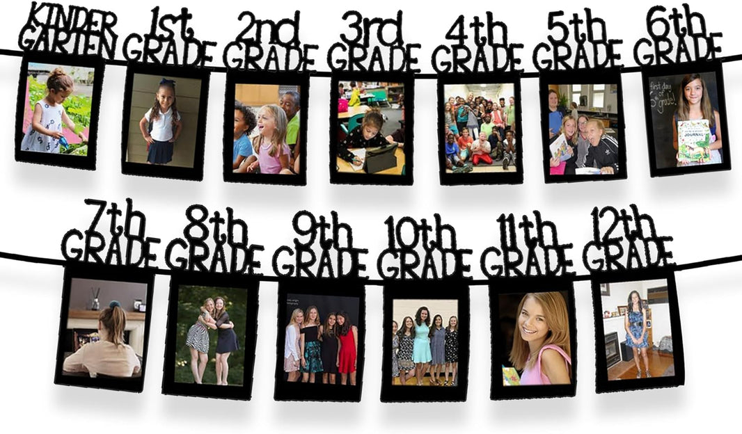 Graduation Decorations 2026 | Large K-12 Graduation Photo Banner 5x7, 10 Feet | Graduation Picture Banner, Black Graduation Picture Display for Grad Party Decor | KatchOn