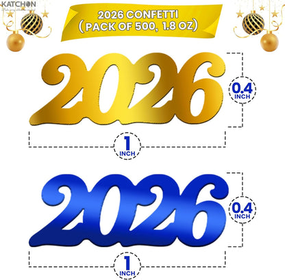 Graduation Confetti 2026 | Blue and Gold Confetti - Pack of 500 | Graduation Confetti for Table, 2026 Graduation Table Decorations, Graduation Table Decorations, KatchOn