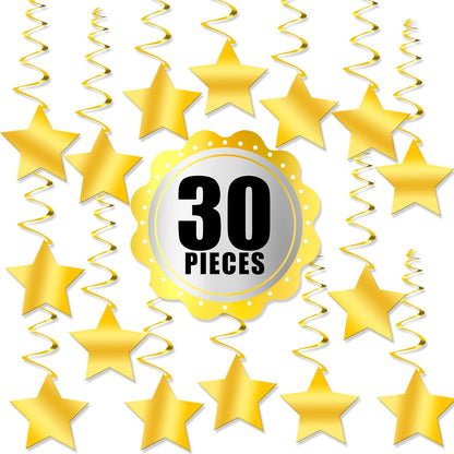 KatchOn, Gold Star Hanging Swirls - Pack of 30, No DIY | Gold Star Decorations for Party | Hanging Stars Decoration for Birthday, Wedding, Anniversary, Hollywood Theme Party Decoration