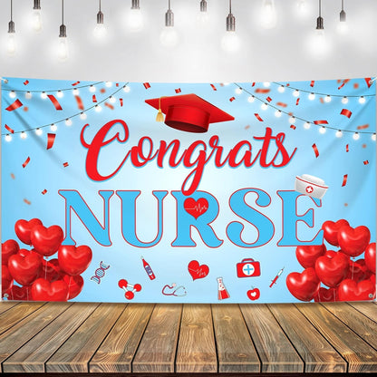 KatchOn, Red and Blue Congrats Nurse Banner - XtraLarge, 72x44 Inch | Graduation Banner, Nurse Graduation Decorations 2026 | nurse party decorations, Class of 2026 Decor | nurse grad party decorations