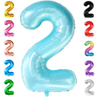 KatchOn Giant Light Blue Number 2 Balloon - 40 Inch | Light Blue 2 Balloon Number | Two Cool Birthday Party Decorations Boy | Light Blue 2nd Birthday Decorations for Boys