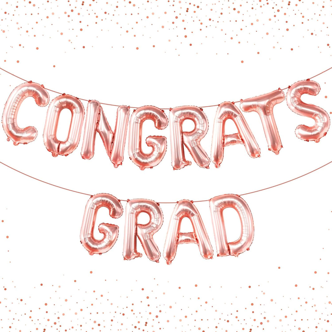 Graduation Decorations 2026 | Rose Gold Congrats Grad Balloons - 16 Inch | Congrats Grad Banner | Graduation Balloon Banner For Congrats Grad Decorations, Congratulations Decorations, KatchOn