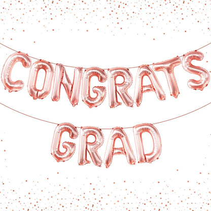 Graduation Decorations 2026 | Rose Gold Congrats Grad Balloons - 16 Inch | Congrats Grad Banner | Graduation Balloon Banner For Congrats Grad Decorations, Congratulations Decorations, KatchOn
