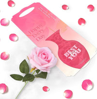 KatchOn Rose Flower Gifts – 13 Inches Artificial Pink Rose With Greeting Card |Birthday Gifts for Women |Unique gifts for Women,Girlfriend | Graduation Gifts For Her | Cute Anniversary Cards For Wife