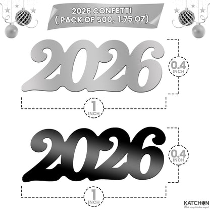 KatchOn, Black and Silver 2026 Confetti - Pack of 500 | Graduation Confetti 2026, Balck and Silver Grad Party Supplies 2026, Graduation Decorations 2026, 2026 Graduation Table Decorations