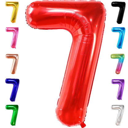 KatchOn, Giant Red Number 7 Balloon - 40 Inch | 7th Birthday Balloon for 7th Birthday Decorations | 7 Balloon number for Birthday | Seven Number | Number Balloons for Anniversary Decorations