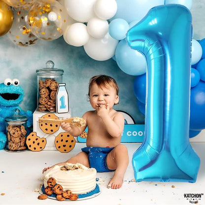 KatchOn Blue 1 Balloon for First Birthday, 40 Inch, Helium Supported, Reusable and Sturdy