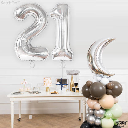 Silver Number 21 Foil Balloon - US