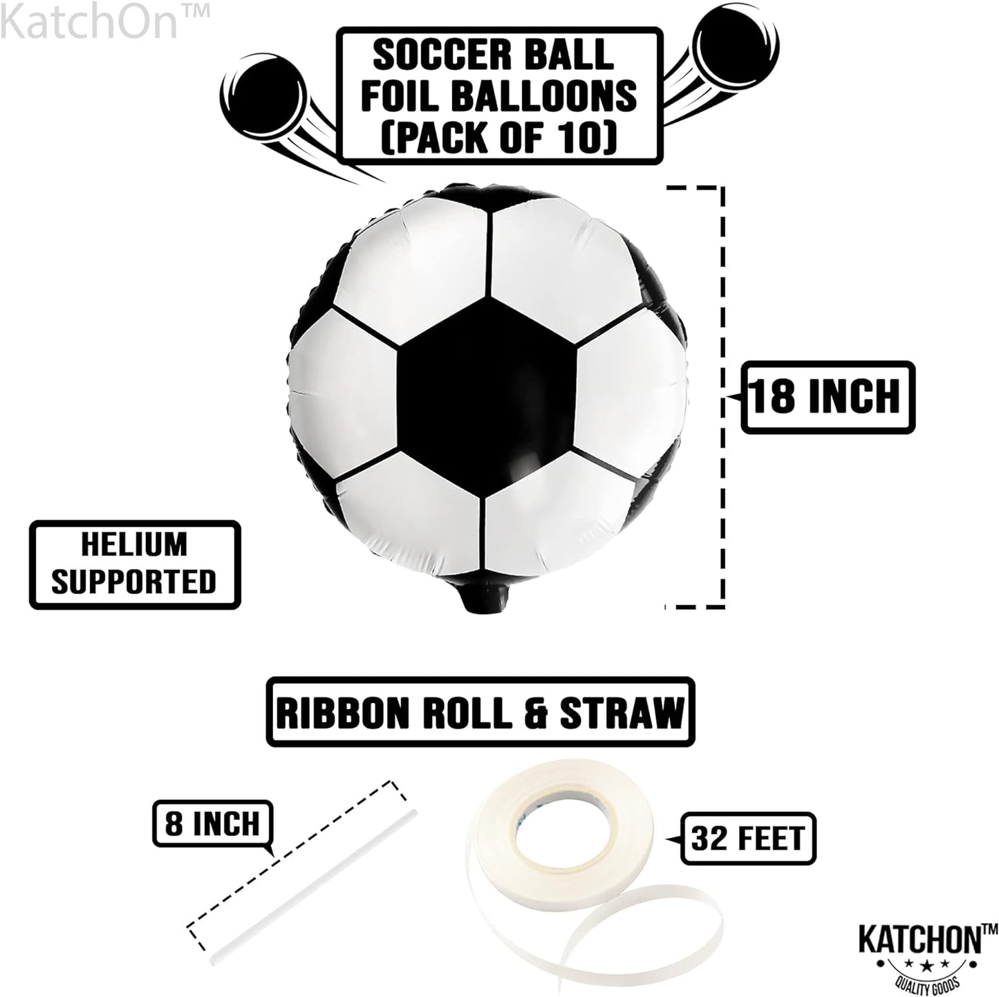 KatchOn, 10 Pcs Soccer Balloons Decorations for Party - 18 Inch, Soccer Ball Balloons | Soccer Balloon arch kit, Soccer Party Decorations | Soccer Birthday Party Supplies | Soccer Birthday Decorations