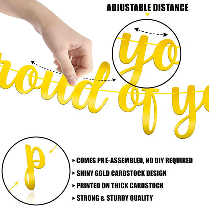 Gradauation Decorations 2026, We are So Proud of You Banner - 10 Feet, No DIY | Gold Grad Banner for 2026 Graduation Decorations | College Graduation Decorations - Katchon