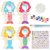 KatchOn, Mermaid Mirror Craft Kit for Kids - 40 Piece Complete Set | Mermaid Party Favors, DIY Paint Wooden Hand Mirror for Girls | Birthday Party Favors, Classroom Prizes | Christmas Gifts for Kids
