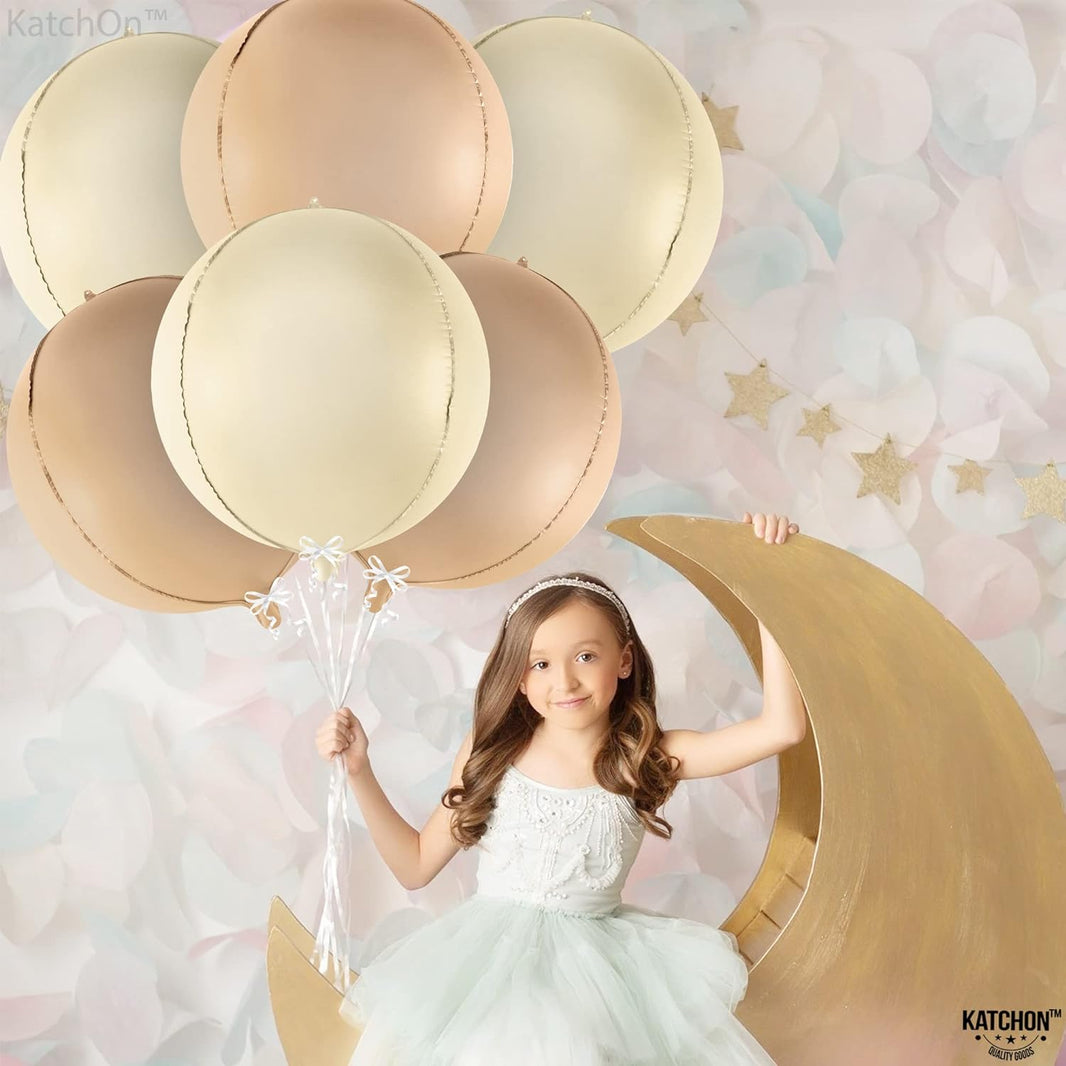 KatchOn, White Sand Balloons Set - 22 Inch, Big, Pack of 6 | Matte Balloons, Beige Balloons for Beige Party Decorations | Ivory Lace balloons, Boho Balloons, Cream Balloons | Bridal Shower Decorations