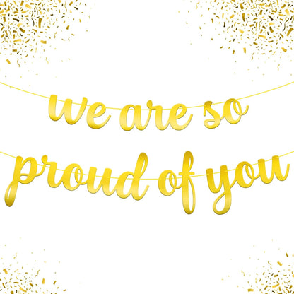 Gradauation Decorations 2026, We are So Proud of You Banner - 10 Feet, No DIY | Gold Grad Banner for 2026 Graduation Decorations | College Graduation Decorations - Katchon