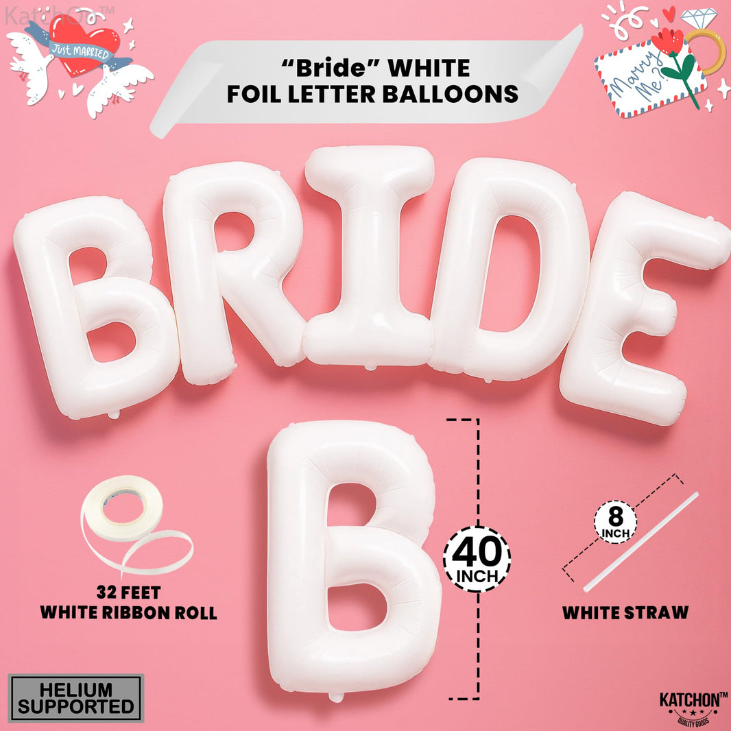 KatchOn, Giant Bride Balloons White - 40 Inch | Bachelorette Party Decorations | White Bride Balloon for Bridal Shower Decorations | Bridal Shower Balloon | Bachelorette Balloons