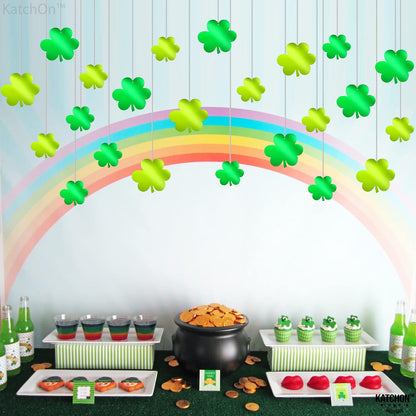 KatchOn, St Patricks Hanging Shamrocks Garland - Pack of 20, Large Hanging Shamrock Decorations | Neon Shamrock Cutouts, St Patricks Day Decorations | Foil Shamrocks Decorations, St Patricks Day Decor