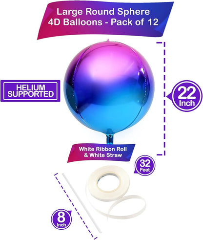 Katchon, Purple Galaxy Balloons - 22 Inch, Pack of 12 | Galaxy Party Metallic Purple Balloons | Iridescent Balloons, Purple Party Decor | Purple and Blue Balloons, Blue and Purple Party Decorations