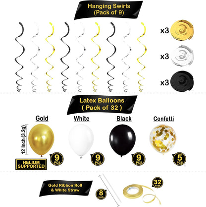 KatchOn, Graduation Decorations 2026 Set - Large, Pack of 49 | Black and Gold Congrats Grad Banner, Graduation Balloons | Graduation Backdrop, Black and Gold 2026 Graduation Decorations