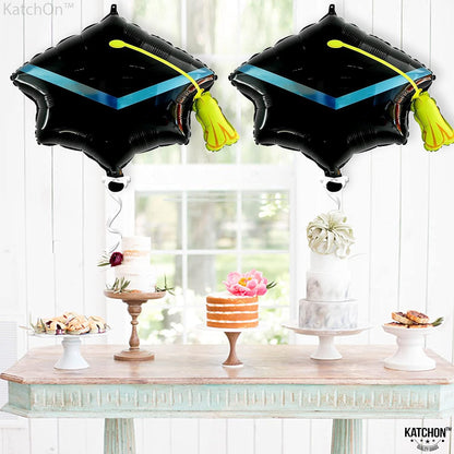 Graduation Decorations 2026 | Graduation Cap Balloons - Big, 22 Inch, Pack of 2 | Graduation Hat Balloon, Graduation Balloons 2026 | Grad Balloons for Graduation Cap Decorations, KatchOn