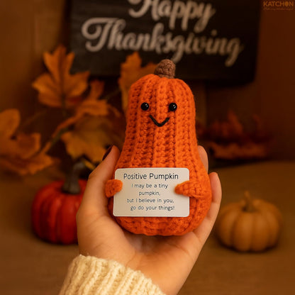 KatchOn, Positive Pumpkin Crochet Gift | Christmas Stocking Stuffers, Cute Crochet Pumpkin for Emotional Support, New Years Gifts | Office Desk Accessories, for Women, Family & Friends