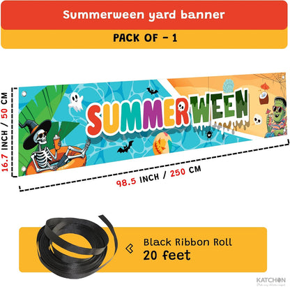 KatchOn 8.2×1.4 Ft Summerween Banner, Summerween Party Decorations | Summerween Pool Party, Summerween Backdrop, Summer Party Decor, Hello Summer