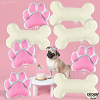 KatchOn, Pink Dog Bone Balloon - 32 Feet, 29 Inch, Pack of 8 | Dog Balloons for Birthday Party Decorations | Paw Print Balloons | Paw Party Balloon, Lets Pawty Birthday Decorations