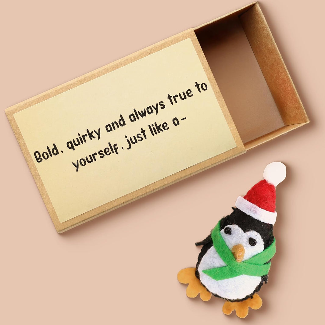 KatchOn, Handmade Mini Penguin Gift with Matchbox Message | Cute Valentines Day Gifts for Her, Unique Penguin for Women, Sister, Men | Dad Birthday Gift, Galentines Gifts for Friends, Boyfriend