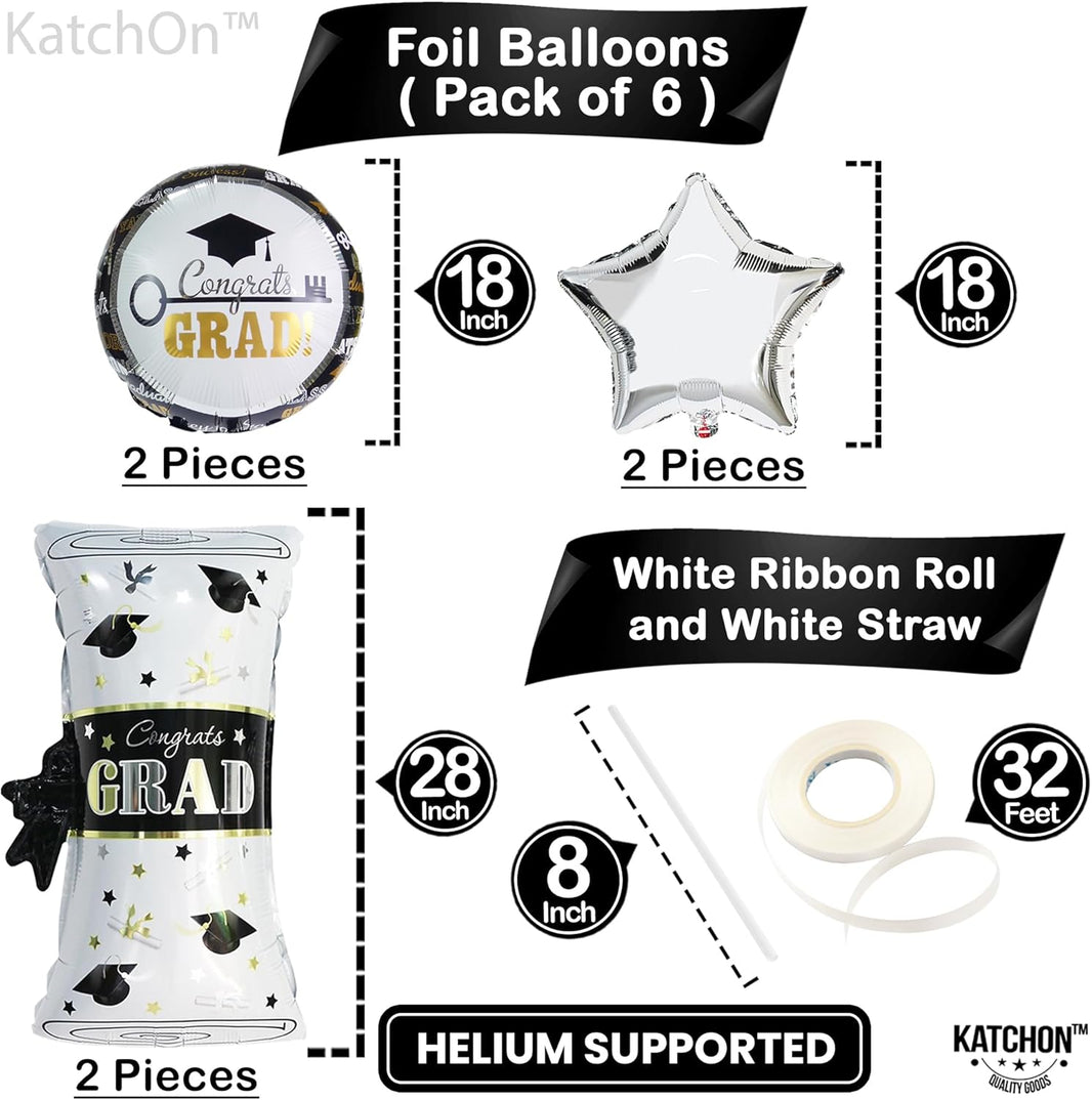 KatchOn, Huge Congrats Grad Balloon - Pack of 6, 28 Inch | Graduation Mylar Balloons, Kindergarten Graduation Party Decorations 2026 | Graduation Balloons Class of 2026, Graduation Photo Backdrop