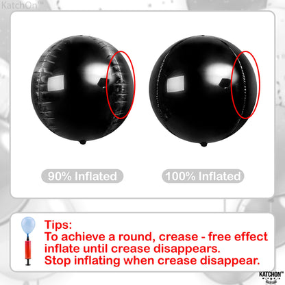 KatchOn, Huge Black Foil Balloons - 22 Inch, Pack of 12 | Round 4D Balloon | Black Party Decorations | Mylar Balloons For Birthday, Bachelorette | Halloween Decor Indoor | New Year Decorations 2026