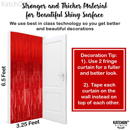 KatchOn, Large Red Streamers for Red Party Decoration - Pack of 2 | Fringe Backdrop for Merry Christmas Decorations | Carnival, Casino Theme Party Decorations | Birthday, New Years Decorations 2026