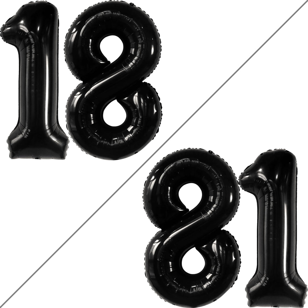 KatchOn, Black 18 Balloon Numbers - Giant, 40 Inch | 18 Balloon for 18th Birthday Decorations for Boys, Girls | Black Party Decorations | 18 Balloons for 18th Happy Anniversary Decorations