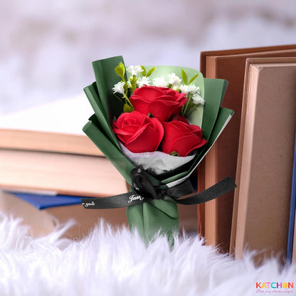 KatchOn, Artificial Rose Flower Bouquet - Fake Flowers, Valentines Day Gifts for Her| Red Roses Bouquet for Wedding decor, Birthday Gifts for Women, Girlfriend | Artificial Flowers For Home Decor
